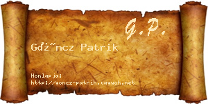 Göncz Patrik névjegykártya